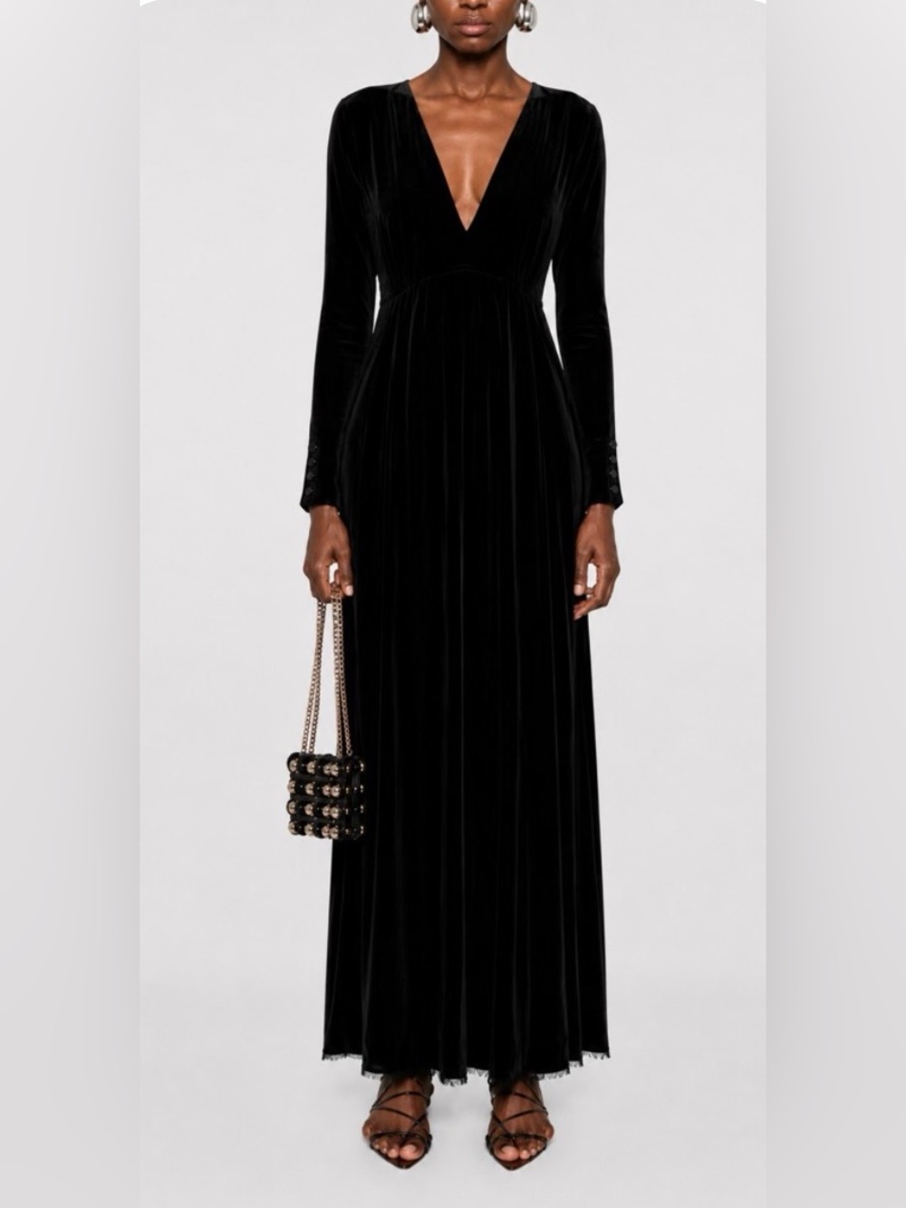 Forte Forte Viscose Velvet Velour Black Maxi Dress Gown Sz 4 Open Back Evening
